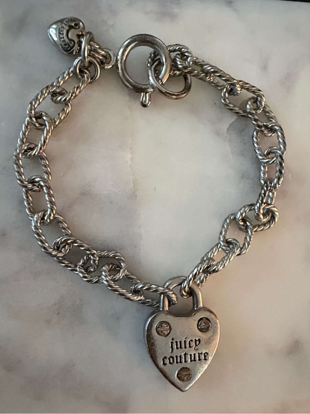 Juicy Couture Silver-Tone Heart Padlock Bracelet
